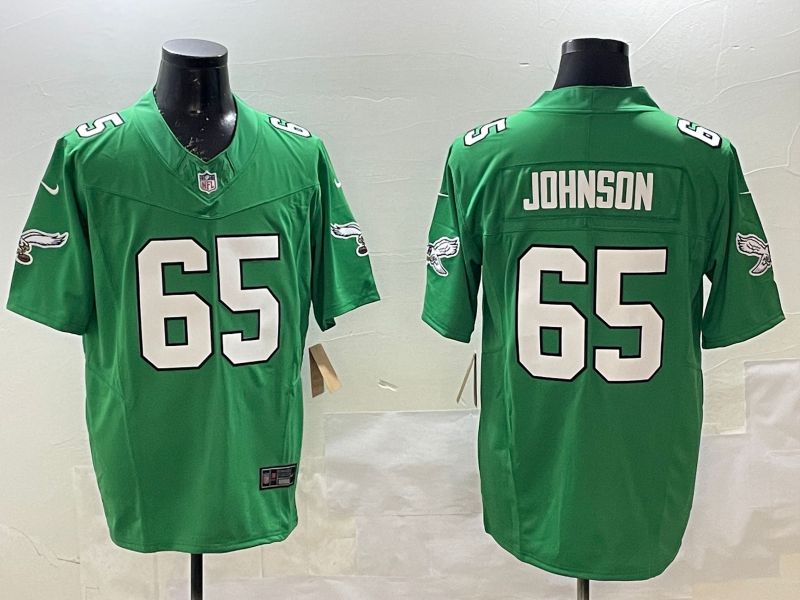 Men Philadelphia Eagles #65 Johnson Green Retro three generations 2025 Nike Limited NFL Jersey style 1->philadelphia eagles->NFL Jersey
